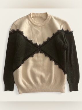 European Designer Sweater with Lace Detail – Size XS